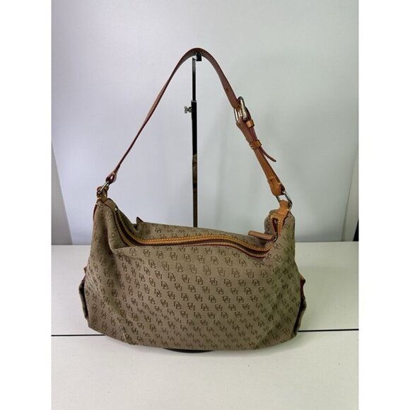 Vintage Dooney & Bourke Tan Signature Canvas Leather Monogram Shoulder Bag Purse - Picture 4 of 12